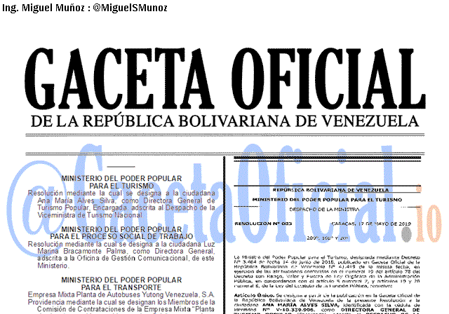 Gaceta Oficial 41638 del 22 Mayo 2019