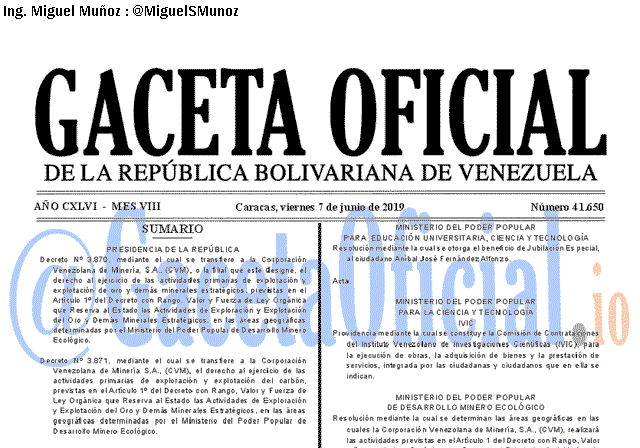 Gaceta Oficial 41650 del 7 Junio 2019