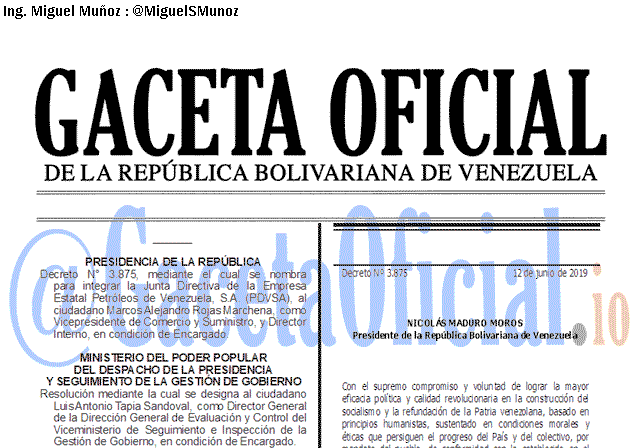 Gaceta Oficial 41653 del 12 Junio 2019