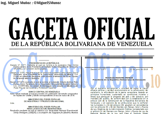 Gaceta Oficial 41660 del 21 Junio 2019