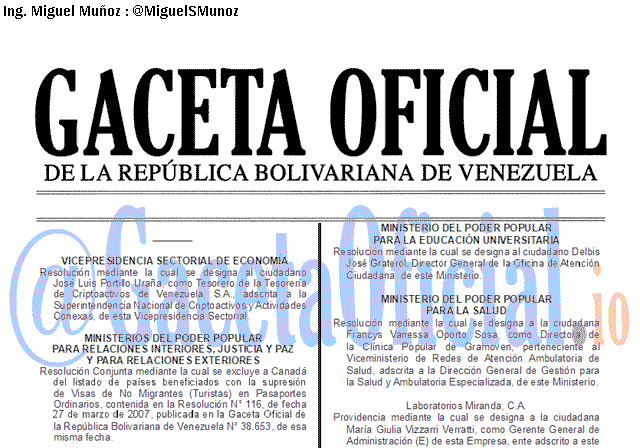 Gaceta Oficial 41662 del 26 Junio 2019 Gaceta Oficial 41662 del 26 Junio 2019