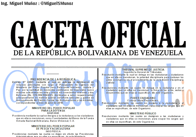 Gaceta Oficial 41663 del 27 Junio 2019