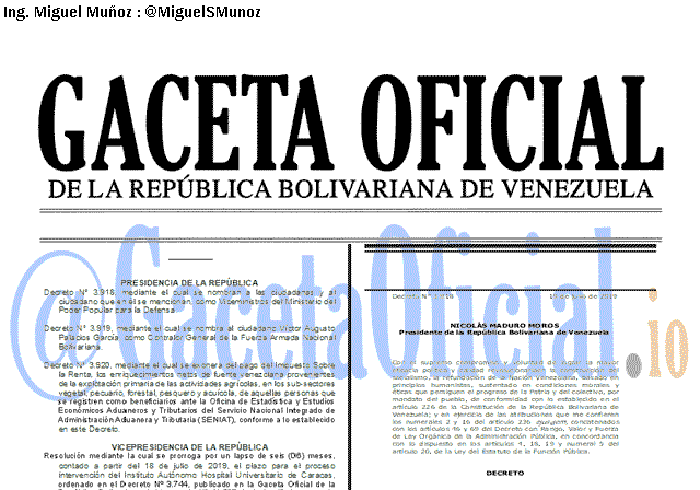Gaceta Oficial 41678 del 19 Julio 2019