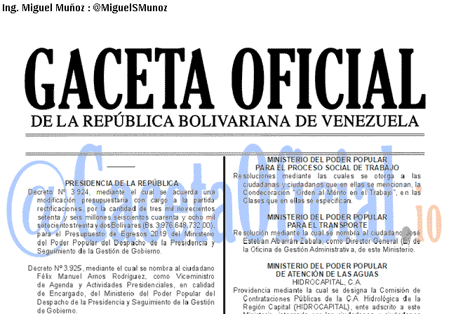 Gaceta Oficial 41680 del 25 Julio 2019