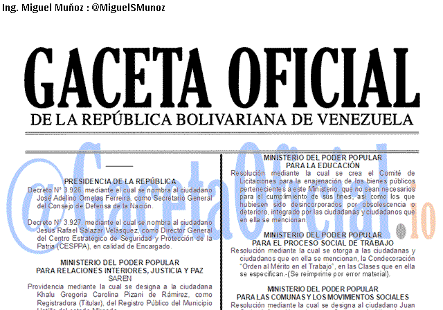 Gaceta Oficial 41681 del 26 Julio 2019