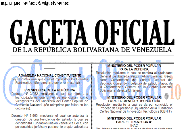 Gaceta Oficial 41696 del 16 agosto 2019