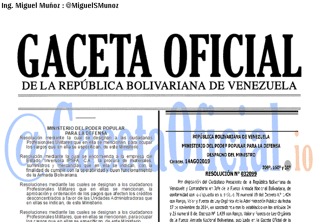 Gaceta Oficial 41702 del 26 agosto 2019 Gaceta Oficial 41702 del 26 agosto 2019