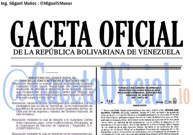Gaceta Oficial 41704 del 28 agosto 2019