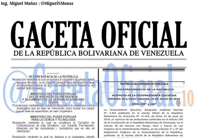 Gaceta Oficial 41707 del 2 septiembre 2019 Gaceta Oficial 41707 del 2 septiembre 2019