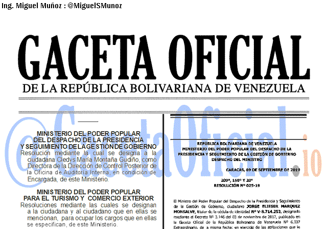 Gaceta Oficial 41715 del 12 septiembre 2019