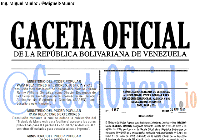 Gaceta Oficial 41724 del 25 septiembre 2019 Gaceta Oficial 41724 del 25 septiembre 2019