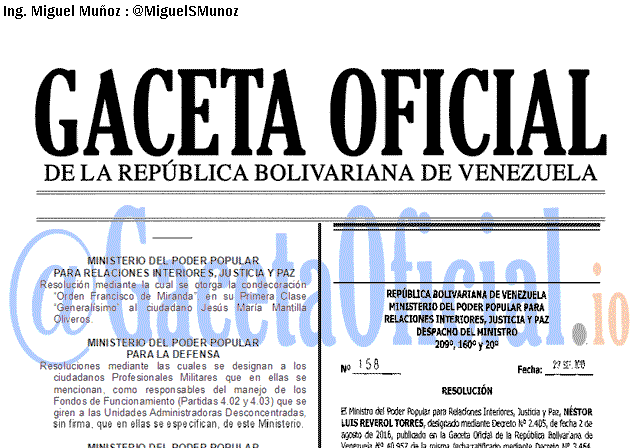 Gaceta Oficial 41726 del 27 septiembre 2019 Gaceta Oficial 41726 del 27 septiembre 2019