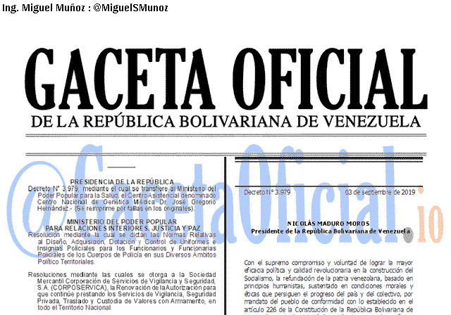 Gaceta Oficial 41729 del 2 Octubre 2019 Gaceta Oficial 41729 del 2 octubre 2019