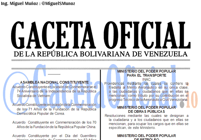 Gaceta Oficial 41733 del 8 octubre 2019
