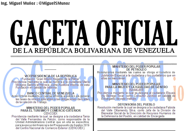Gaceta Oficial 41734 del 9 octubre 2019