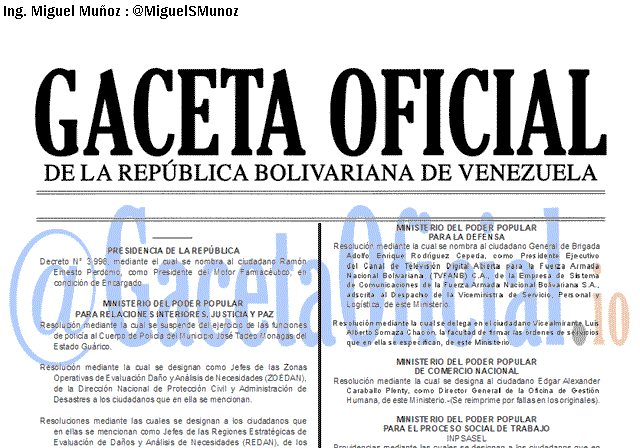 Gaceta Oficial 41736 del 11 octubre 2019