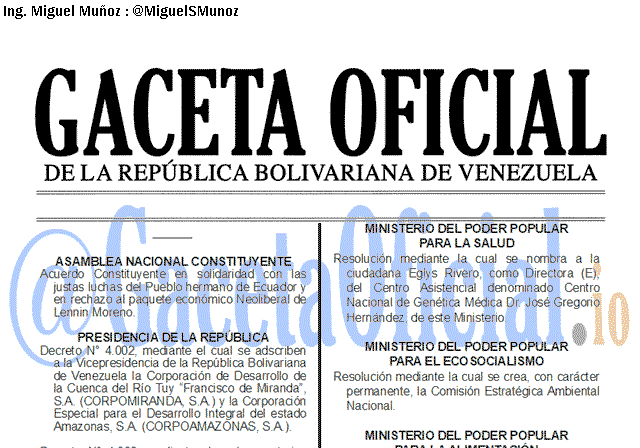 Gaceta Oficial 41739 del 16 octubre 2019