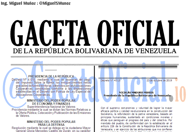 Gaceta Oficial 41745 del 24 octubre 2019