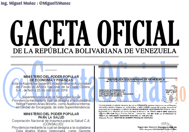 Gaceta Oficial 41746 del 25 octubre 2019