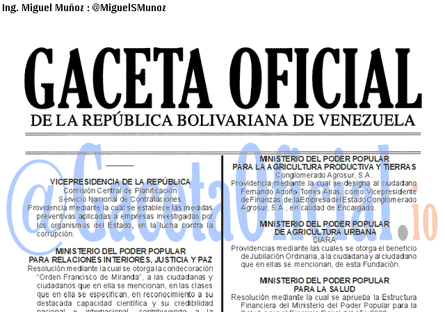 Gaceta Oficial 41760 del 14 noviembre 2019
