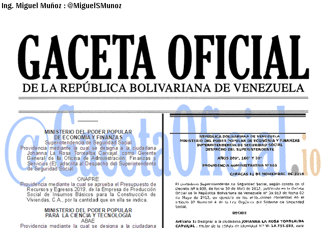 Gaceta Oficial 41765 del 21 noviembre 2019