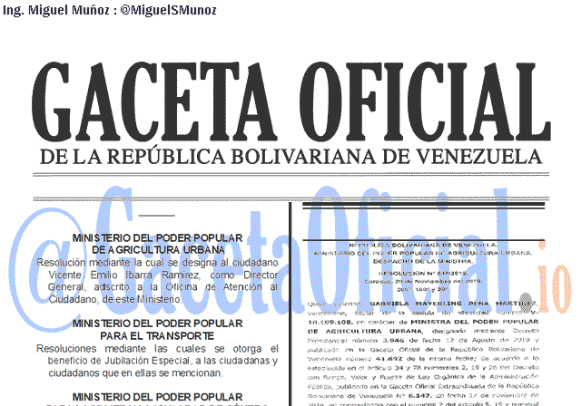 Gaceta Oficial 41770 del 28 Noviembre 2019 Gaceta Oficial 41770 del 28 noviembre 2019