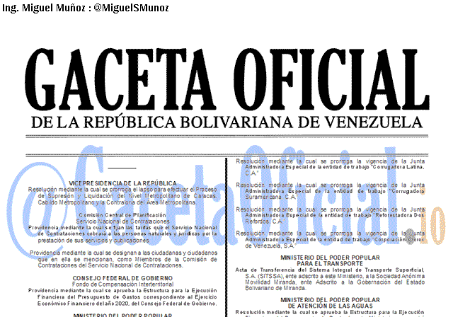 Gaceta Oficial 41785 del 19 Diciembre 2019