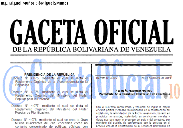 Gaceta Oficial 41786 del 20 Diciembre 2019 Gaceta Oficial 41786 del 20 Diciembre 2019