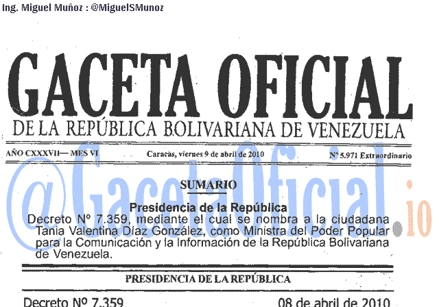 Gaceta Oficial 5971 del 9 Abril 2010