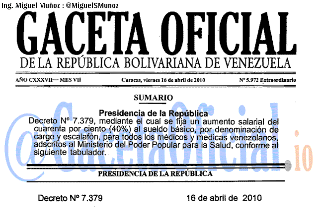 Gaceta Oficial 5972 del 16 Abril 2010