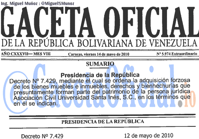 Gaceta Oficial 5974 del 14 Mayo 2010