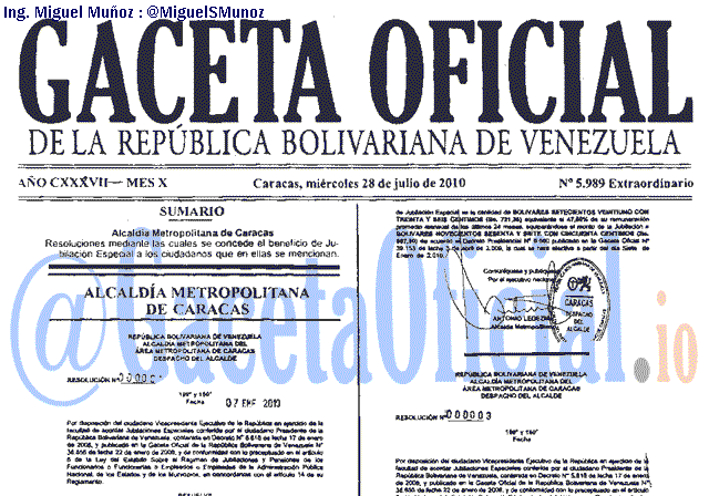 Gaceta Oficial 5989 del 28 Julio 2010