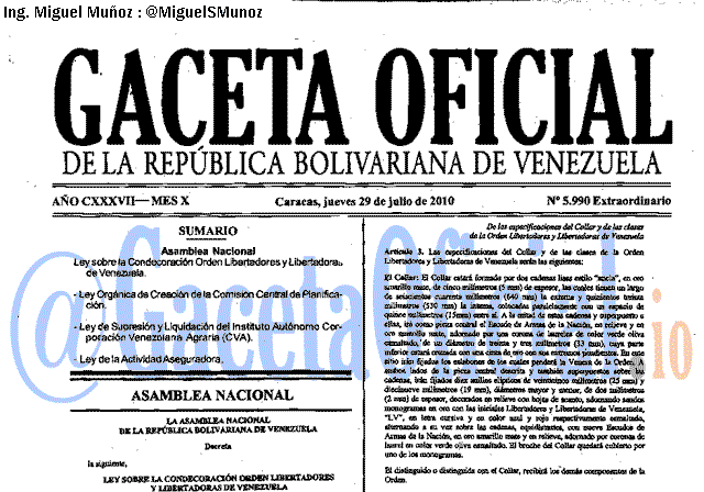 Gaceta Oficial 5990 del 29 Julio 2010