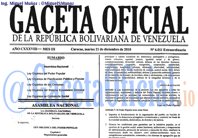 Gaceta Oficial 6011 del 21 Diciembre 2010