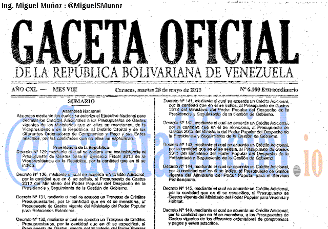 Gaceta Oficial 6100 del 28 Mayo 2013