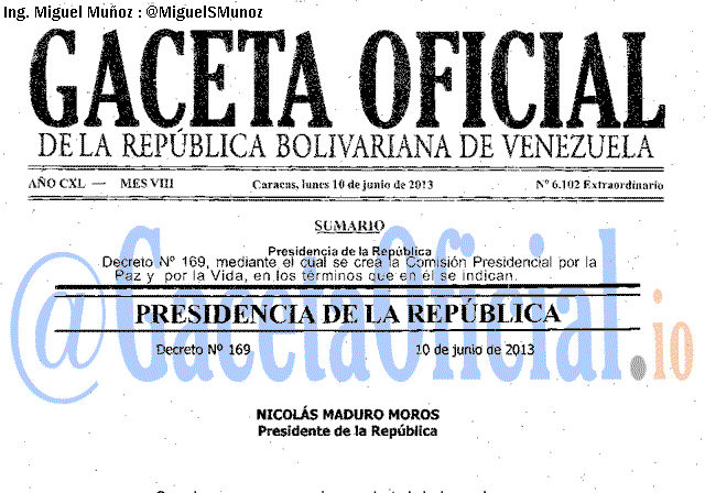 Gaceta Oficial 6102 del 10 Junio 2013