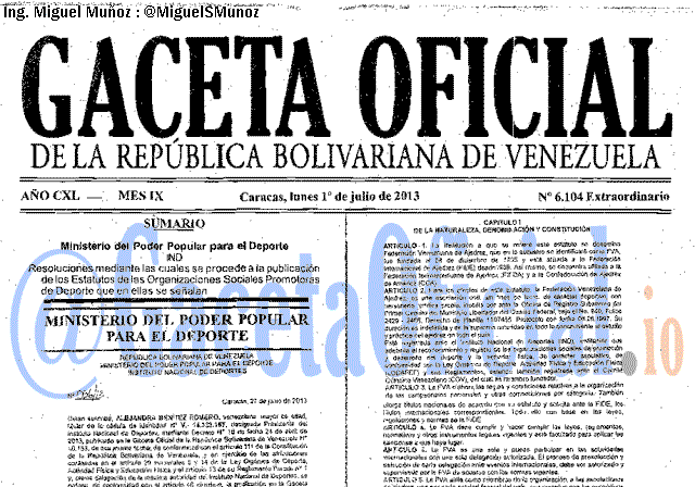Gaceta Oficial 6104 del 1 Julio 2013