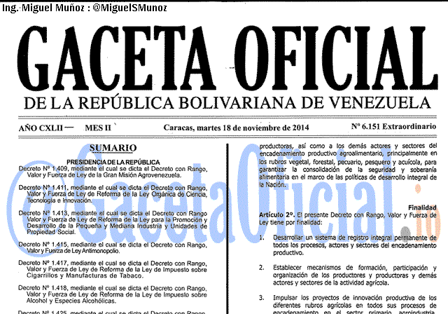 Gaceta Oficial 6151 del 18 Noviembre 2014