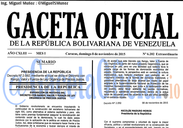 Gaceta Oficial 6202 del 8 noviembre 2015