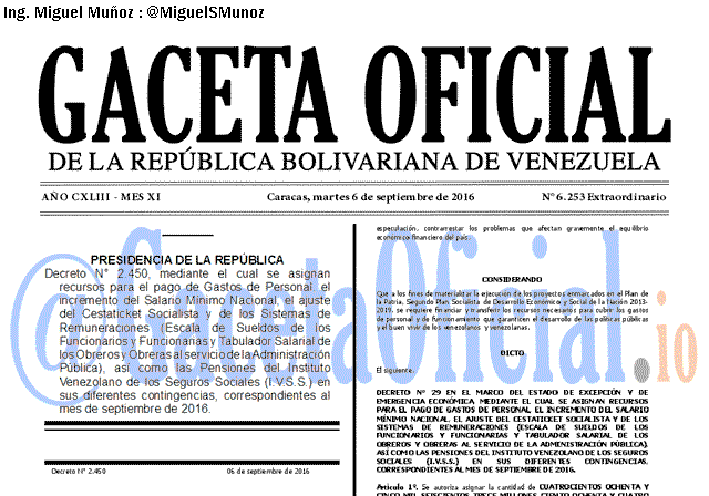 Gaceta Oficial 6253 del 6 septiembre 2016
