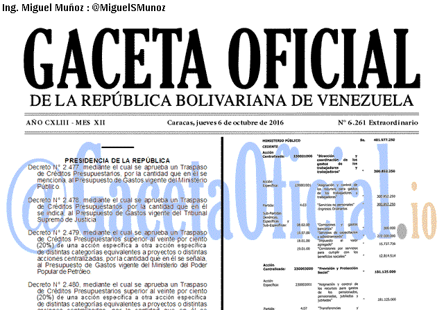 Gaceta Oficial 6261 del 6 octubr 2016