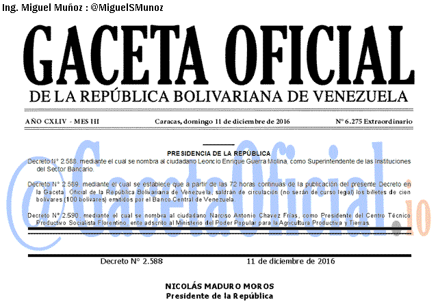 Gaceta Oficial 6275 del 11 Diciembre 2016