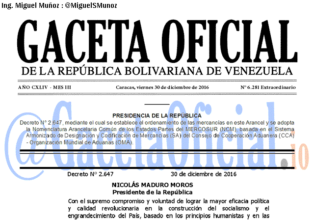 Gaceta Oficial 6281 del 30 diciembre 2016