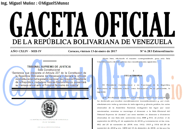 Gaceta Oficial 6283 del 13 enero 2017 Gaceta Oficial 6283 del 13 enero 2017