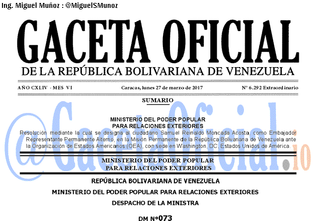 Gaceta Oficial 6292 del 27 marzo 2017