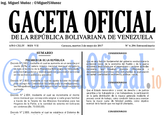 Gaceta Oficial 6296 del 2 mayo 2017