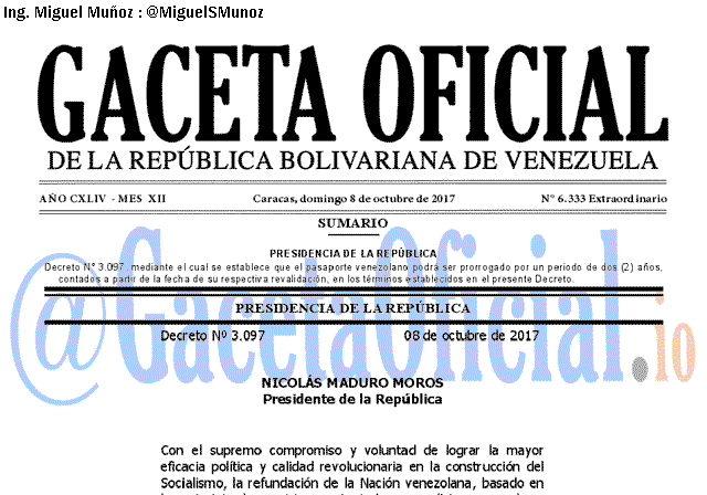 Gaceta Oficial 6333 del 8 octubre 2017