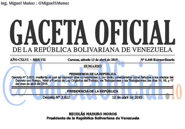 Gaceta Oficial 6448 del 13 Abril 2019