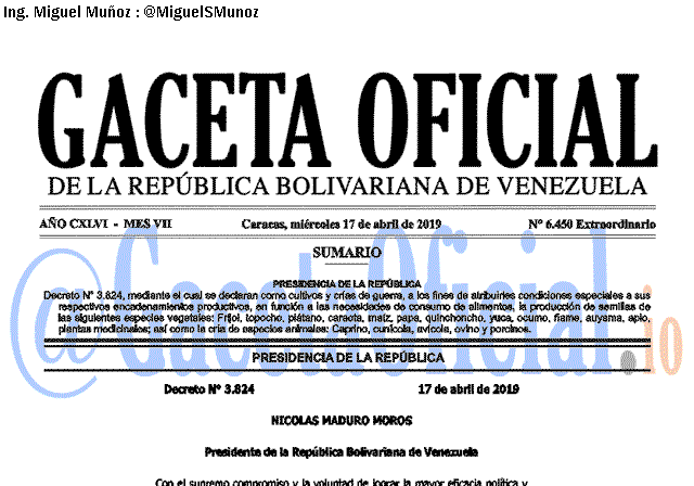 Gaceta Oficial 6450 del 17 Abril 2019