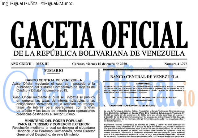 Gaceta Oficial 41797 del 10 Enero 2020